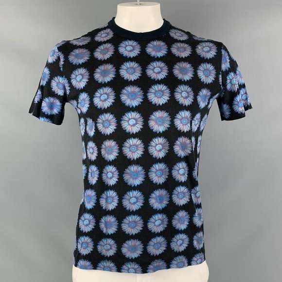VERSACE JEANS COUTURE Other - VERSACE JEANS COUTURE Black Blue Floral Cotton Short Sleeve T-shirt
